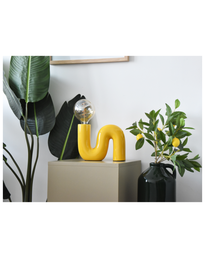 LX23817 POP SERPENT Lampka biurkowa ceramiczna żółta LX23817