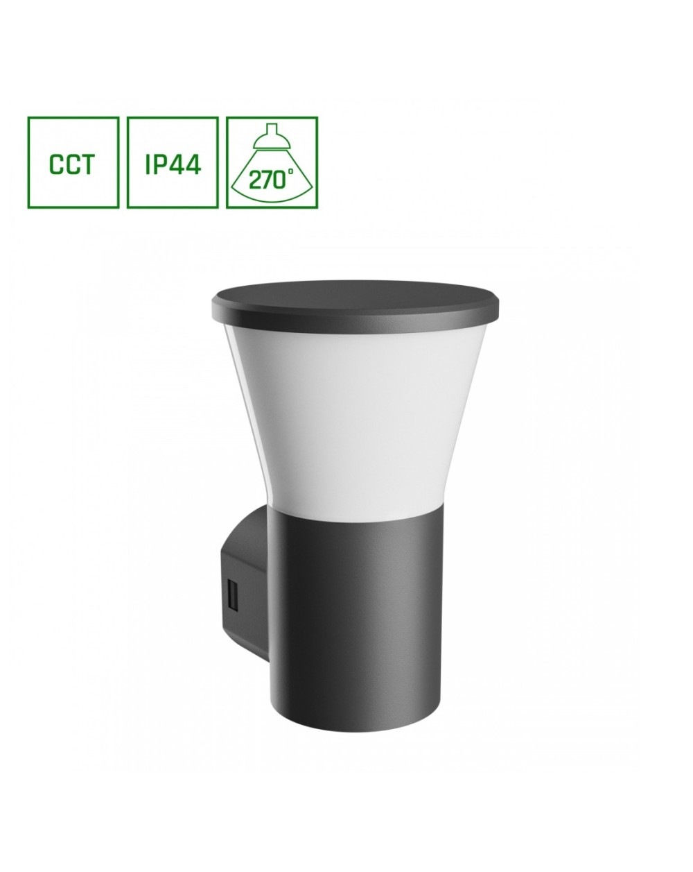 STELLA ROUND WALL GU10 6W CCT 230V 270ST IP44 IK08 155X160X230MM CZARNY OKRĄGŁA ELEWACYJNA SLI003059CCT_PW