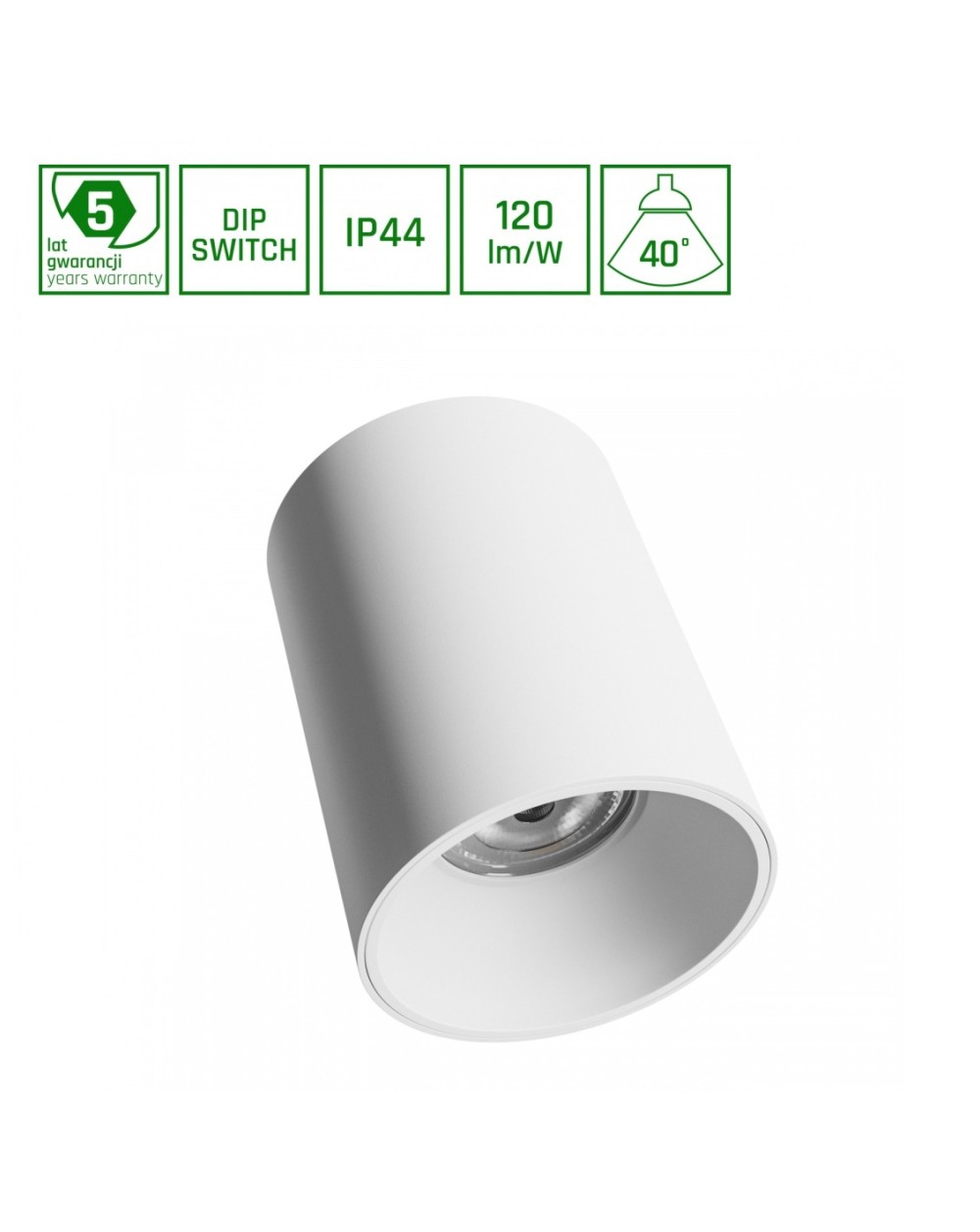 ORBITO NATYNKOWA 14-27W NW 230V 40ST IP44 UGR 19 RA90 FI115X152MM BIAŁY OKRĄGŁA 5 LAT SLI043038NW_PW