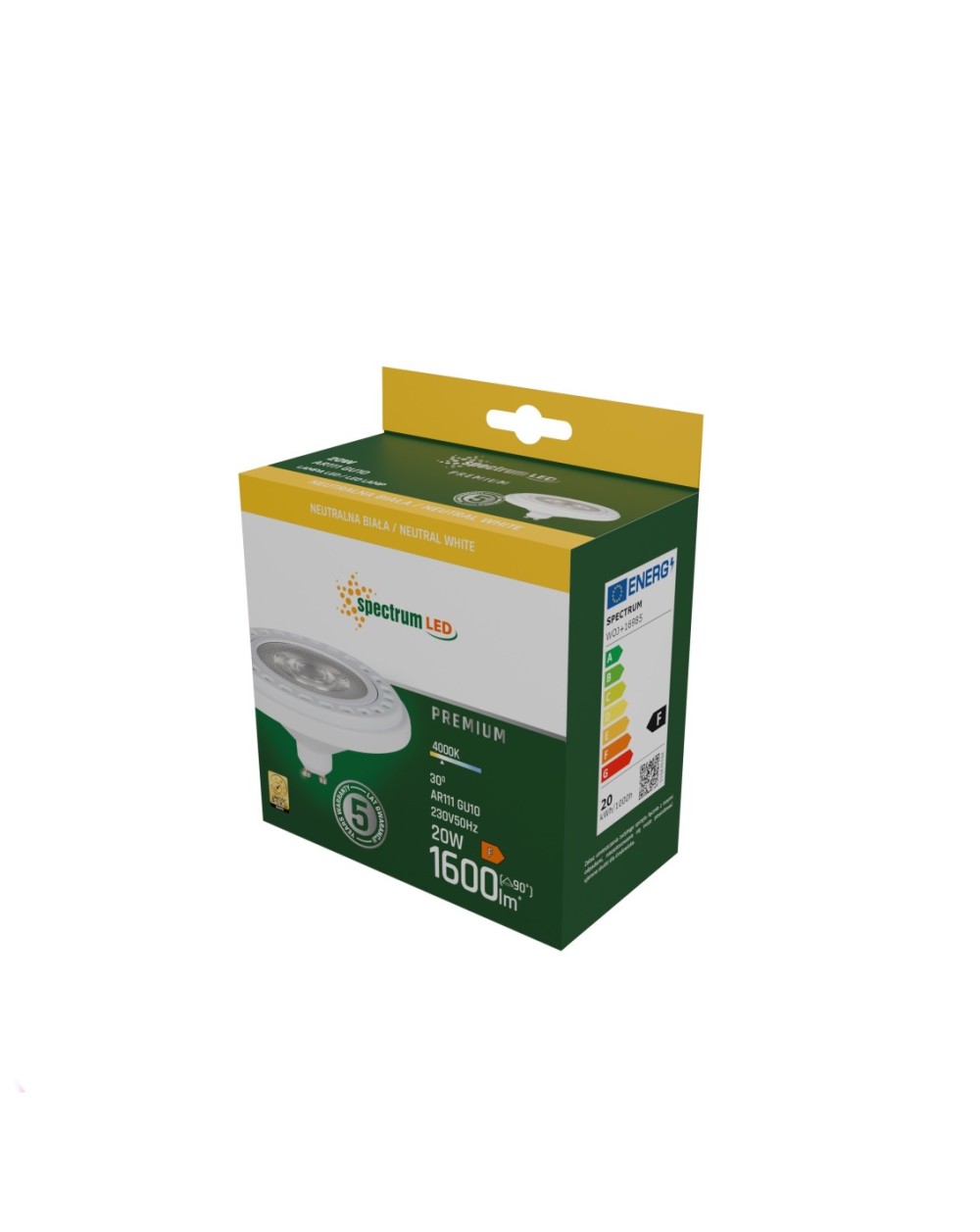 LED AR111 GU10 230V 20W COB 30ST NW RA90 PREMIUM BIAŁY SPECTRUM 5LAT GWARANCJI WOJ+16985