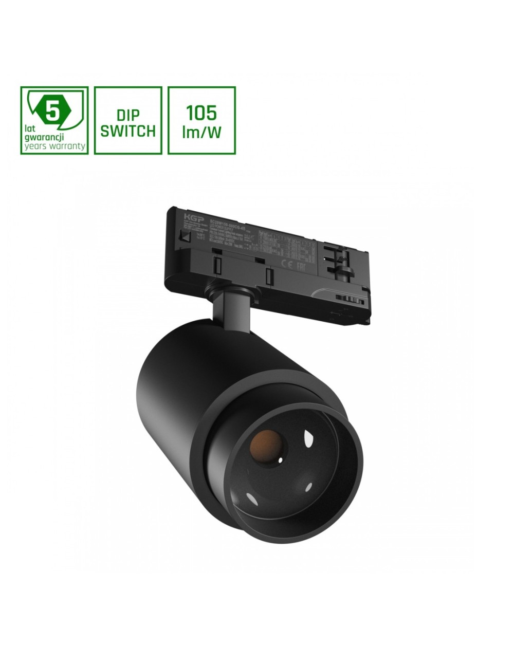 PAVA POINT NA SZYNOPRZEWÓD 3F 6-20W 230V NW 8-45ST IP20 RA90 82X160X222MM CZARNY 5LAT GW. SLI033040NW_PW