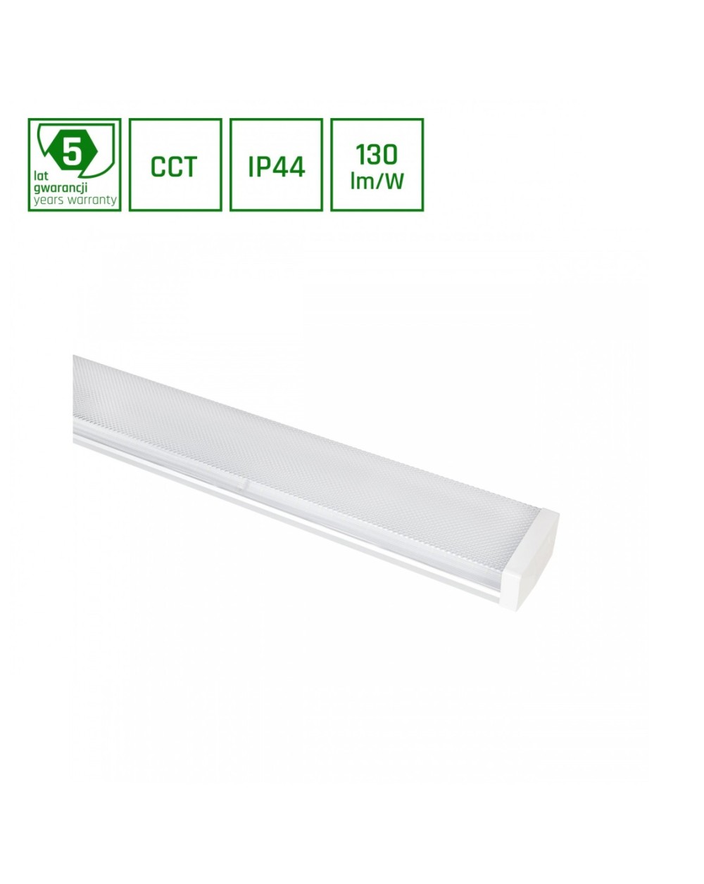 LIMEA PRISMATICA 1200mm 40W/30W/20W 3CCT 230V 100st IP44 IK10 1200x115x60mm 5 lat gw. SLI028036CCT_PW