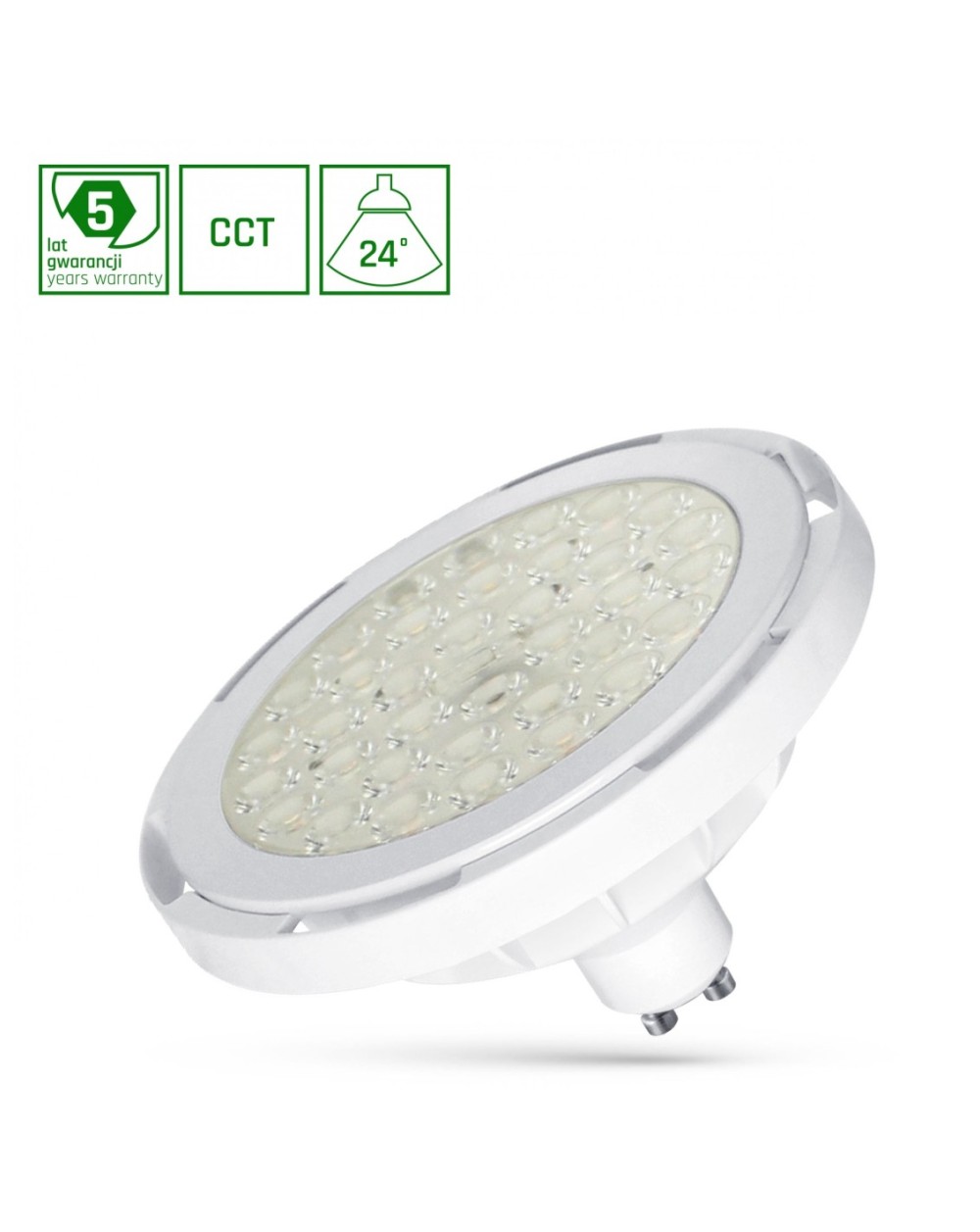 LED AR111 GU10 230V 8.5W SMD 24ST CCT BIAŁY SPECTRUM 5LAT GWARANCJI WOJ+16892