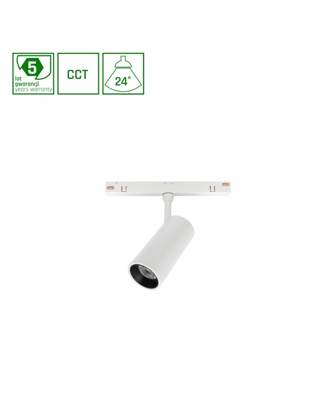 SYSTEM SHIFT CCT - SPOT S/M OPRAWA NA SZYNOPRZEWÓD 45x100x143mm 7W 24ST BIAŁY 5 LAT GW WLD+40087_CCT