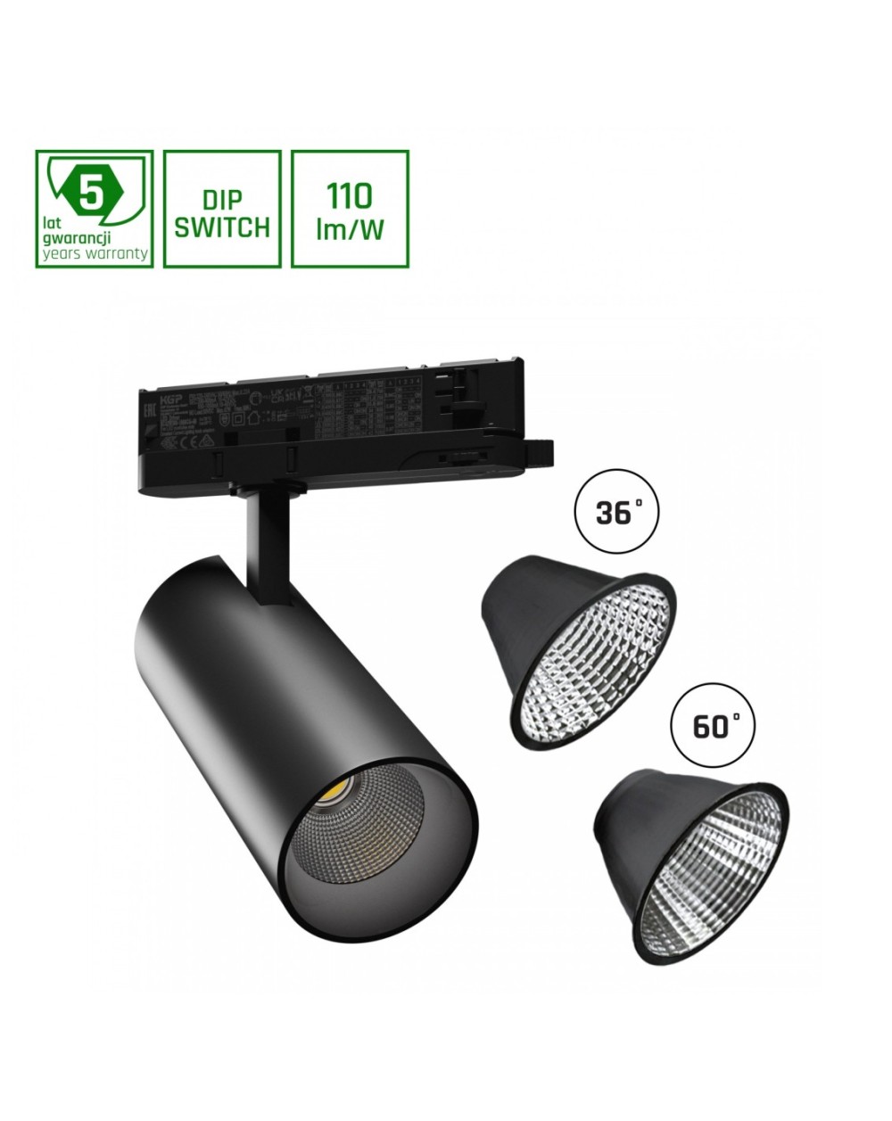 ANDROMEDA 2 24-30W WW 230V 36, 60st. IP20 Ra90 74x170x223 CZARNY 5 lat gwarancji z regulacją mocy SLI033042WW_PW