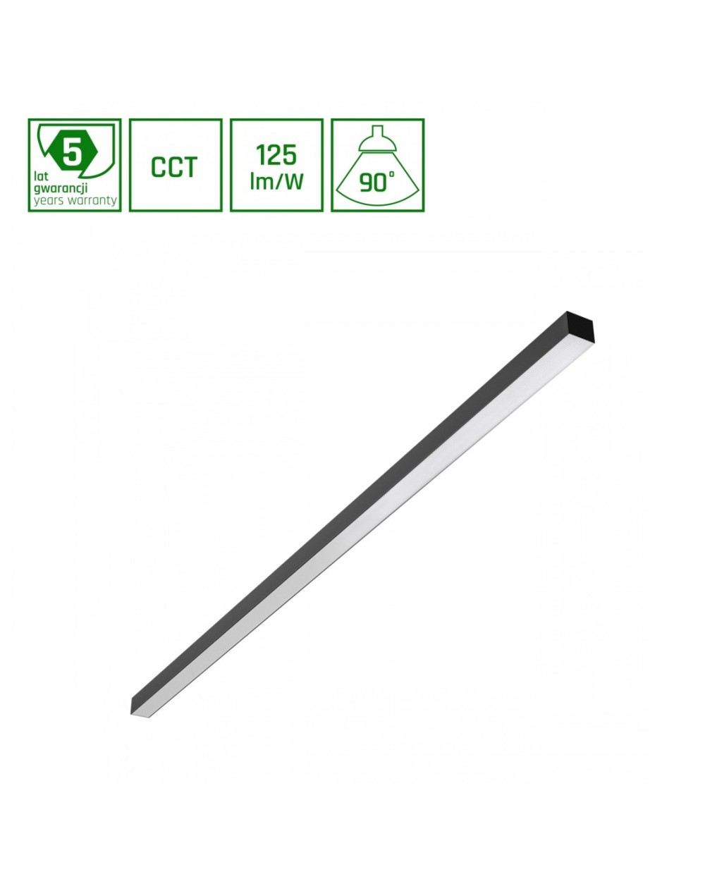 ALLDAY BASIC 50W 3CCT 230V 90st IP20 1503x42x37mm CZARNY PR UGR 19 5 LAT GW. SLI047307CCT_PW