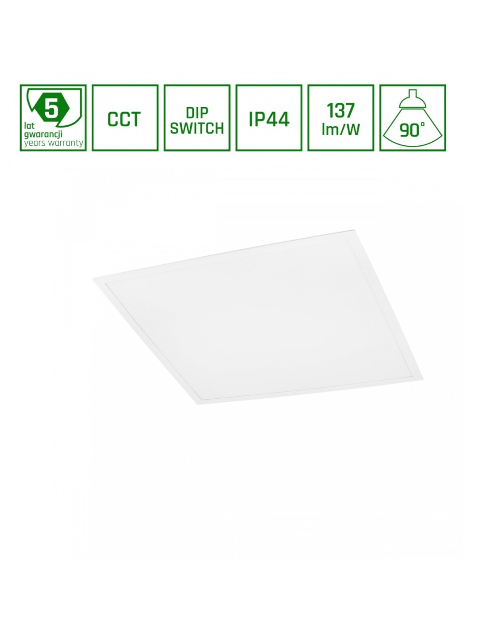 ALGINE PANEL BACKLIGHT 26W/36W/46W CCT 230V 90ST IP44 UGR 19 600X600X34MM BIAŁY 5 LAT GWARANCJI SLI035082CCT_PW_IP44