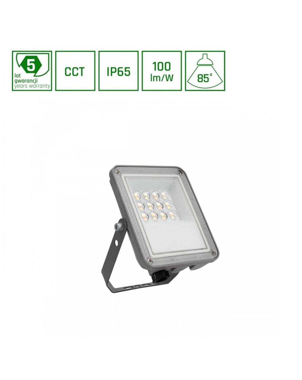 NOCTIS MAX CCT NAŚWIETLACZ 10W CCT 230V IP65 148x112x28mm SZARY 5 LAT GWARANCJI SLI029081CCT_PW