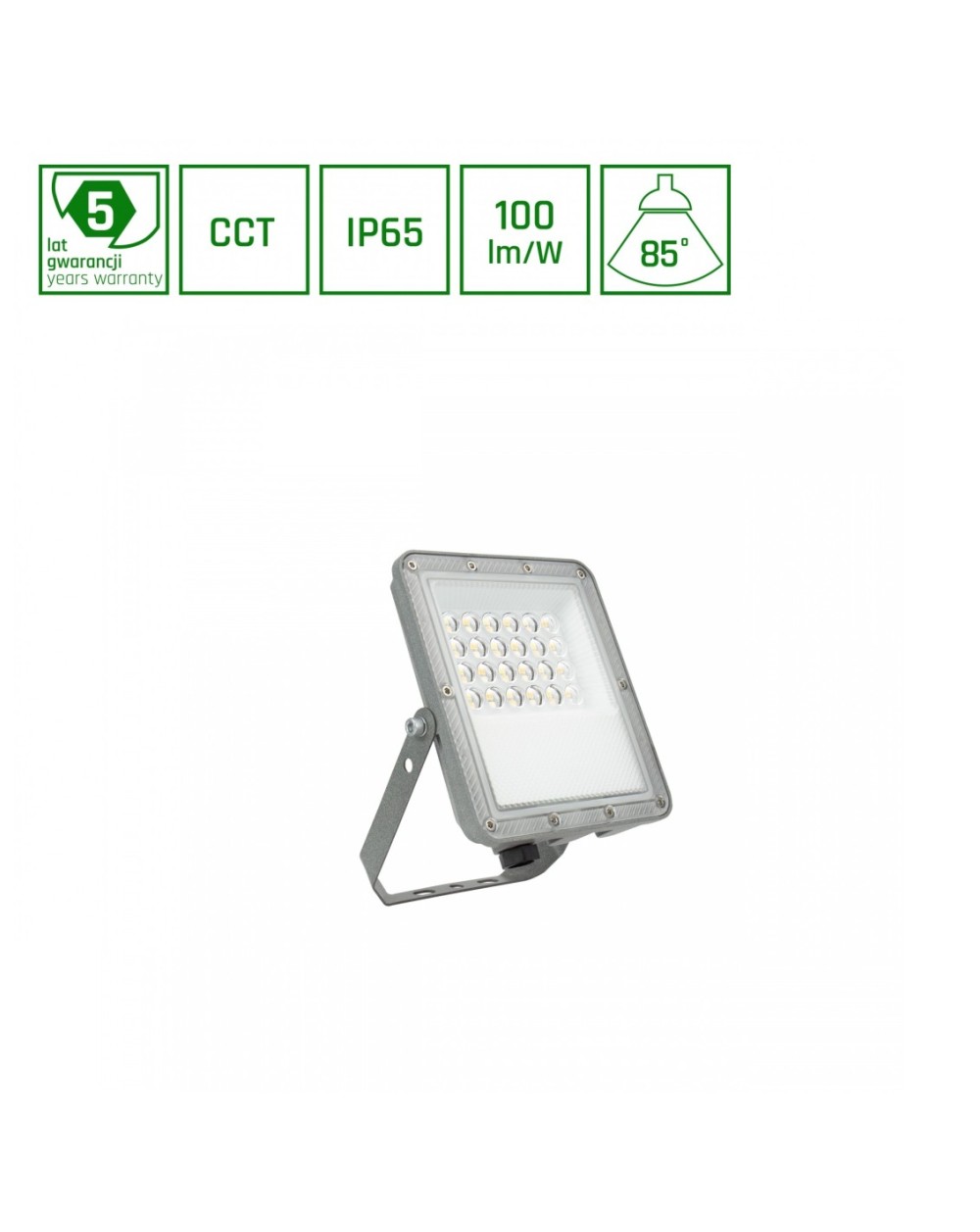 NOCTIS MAX CCT NAŚWIETLACZ 20W CCT 230V IP65 175x134x28mm SZARY 5 LAT GWARANCJI SLI029082CCT_PW