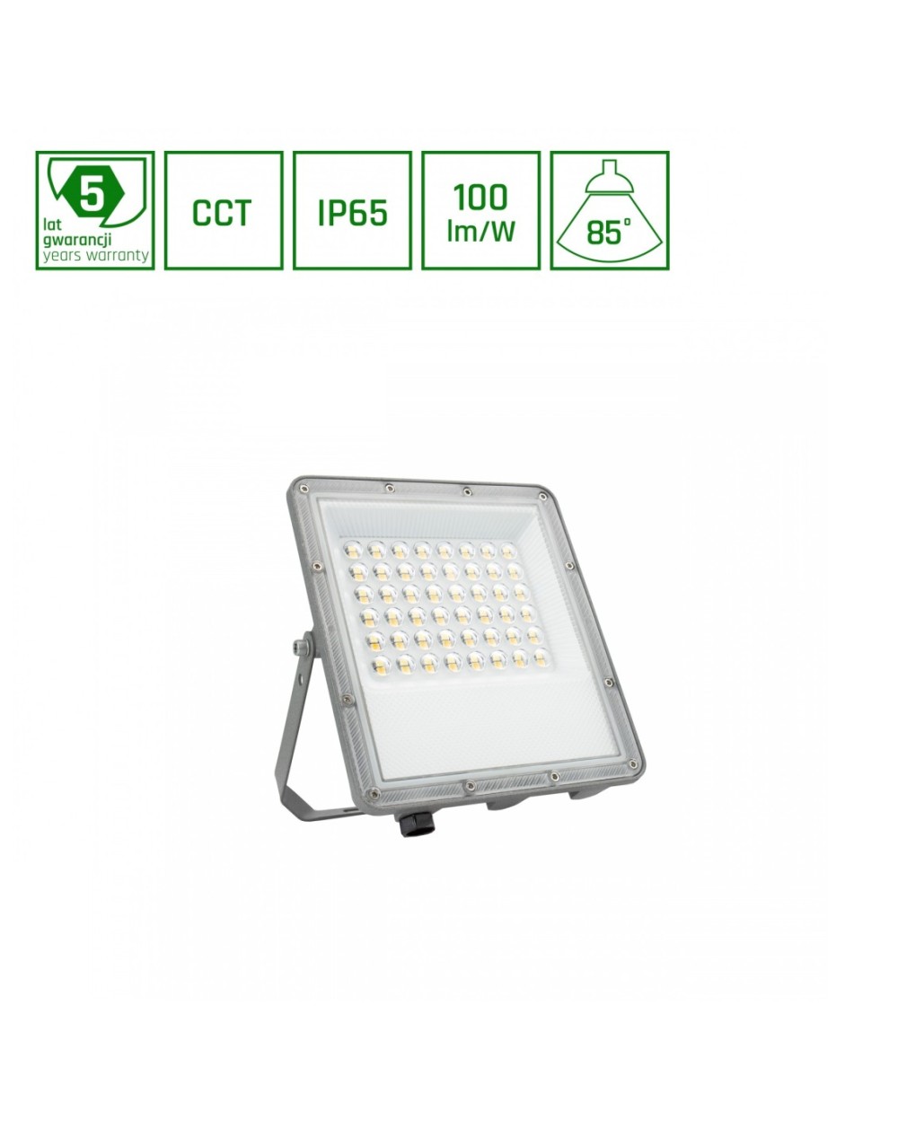 NOCTIS MAX CCT NAŚWIETLACZ 50W CCT 230V IP65 207x174x28mm SZARY 5 LAT GWARANCJI SLI029084CCT_PW