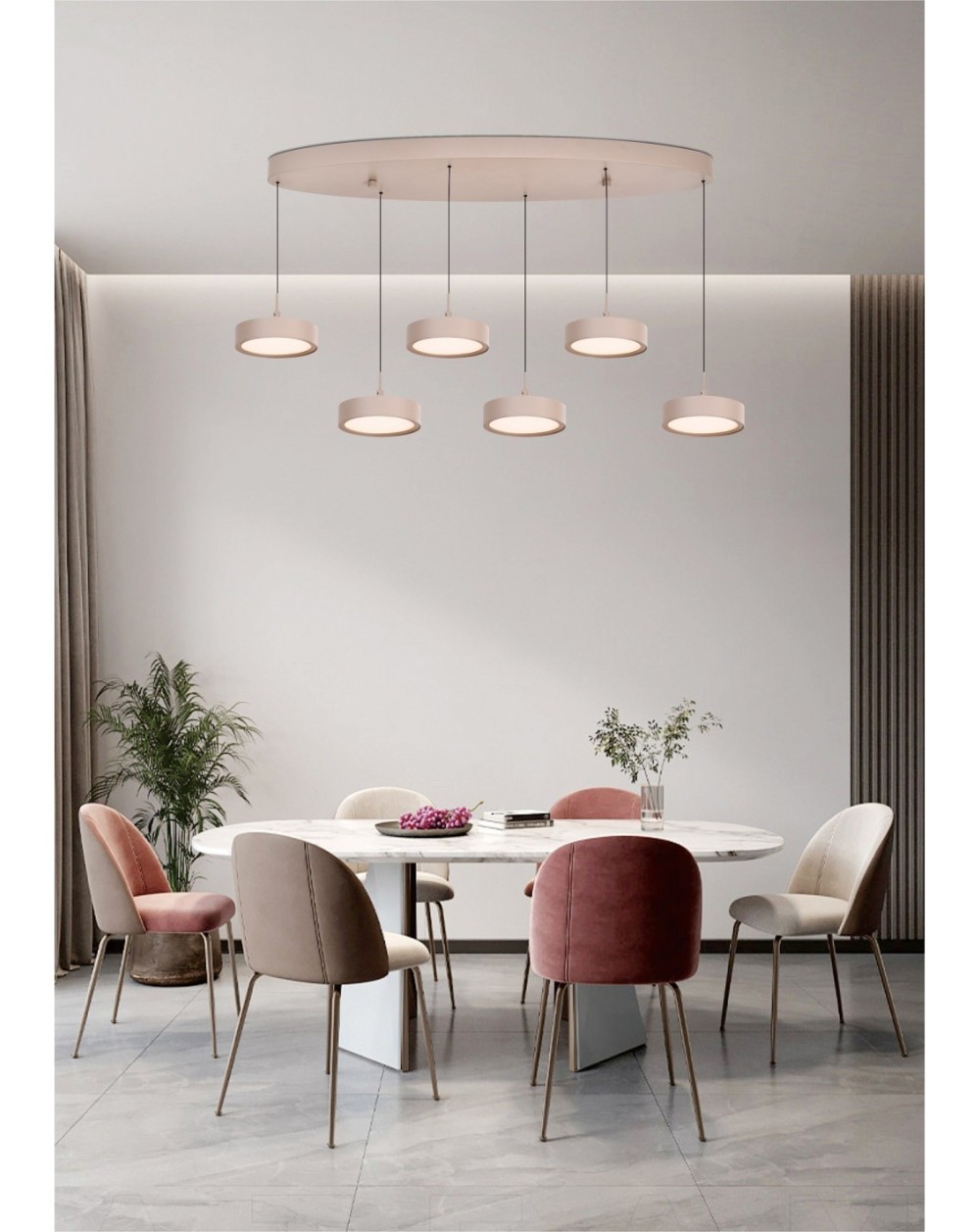 7062-613 Lampa wisząca szóstka owalna Valensole kaszmirowa 