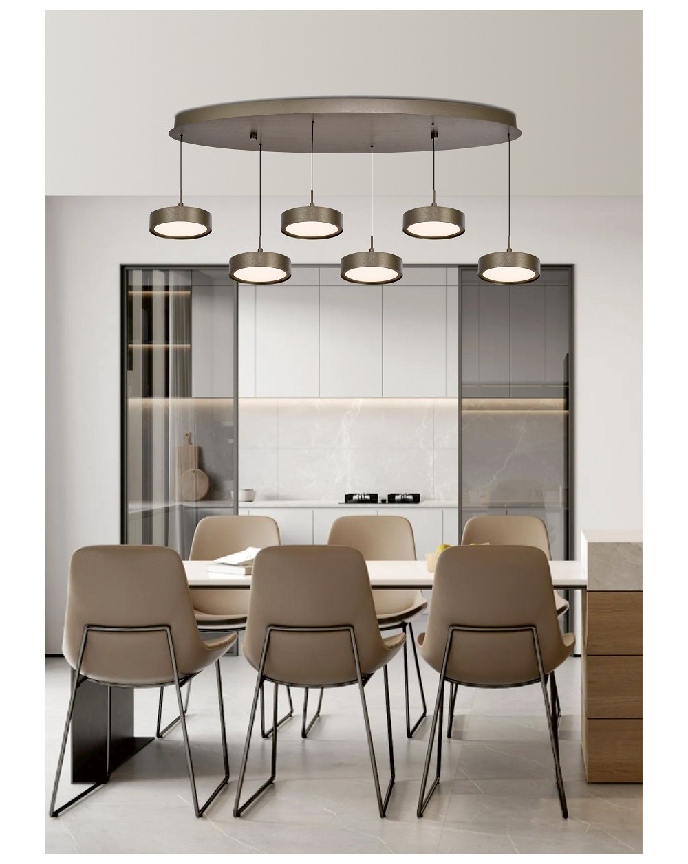 7062-621 Lampa wisząca szóstka owalna Valensole brąz 