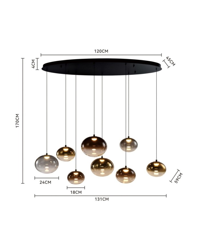 7082-802 Lampa wisząca ósemka owalna Pesaro czarna