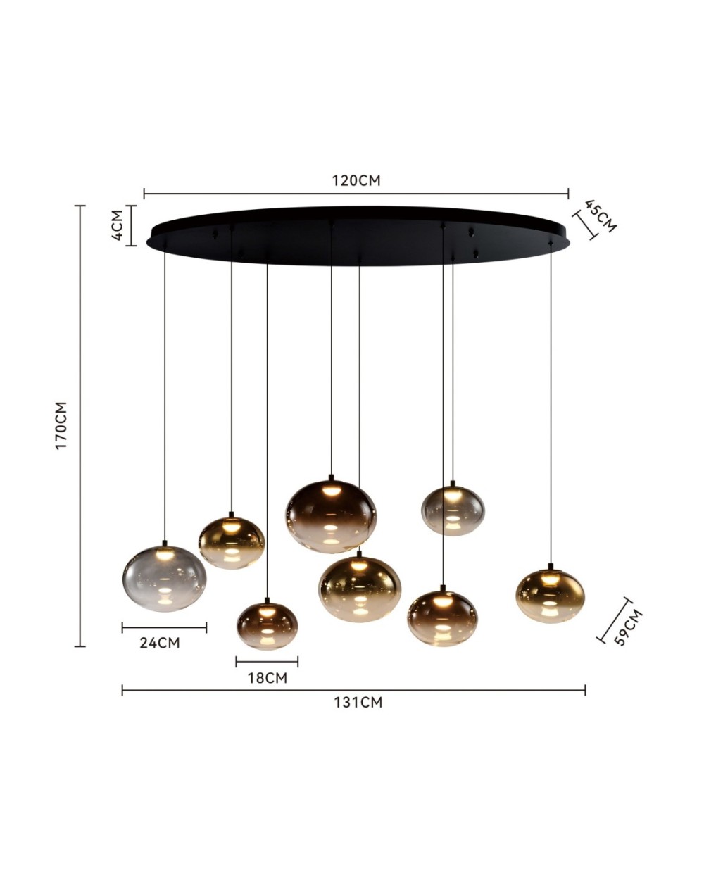 7082-802 Lampa wisząca ósemka owalna Pesaro czarna