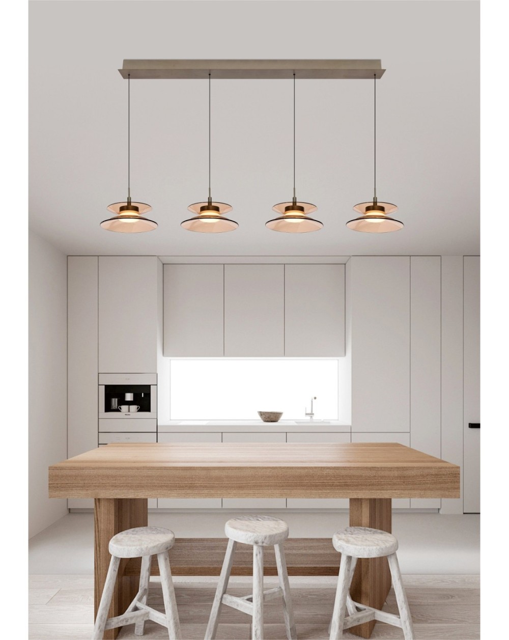7058-421 Lampa wisząca czwórka prosta Crema brąz / klosz coffee 