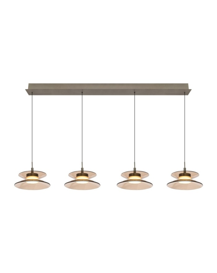7058-421 Lampa wisząca czwórka prosta Crema brąz / klosz coffee 