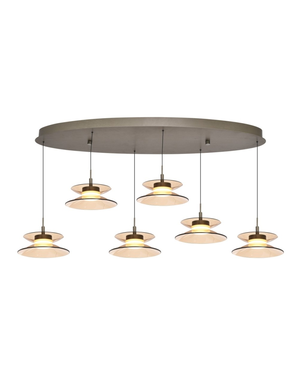 7058-621 Lampa wisząca szóstka owalna Crema brąz / klosz coffee 
