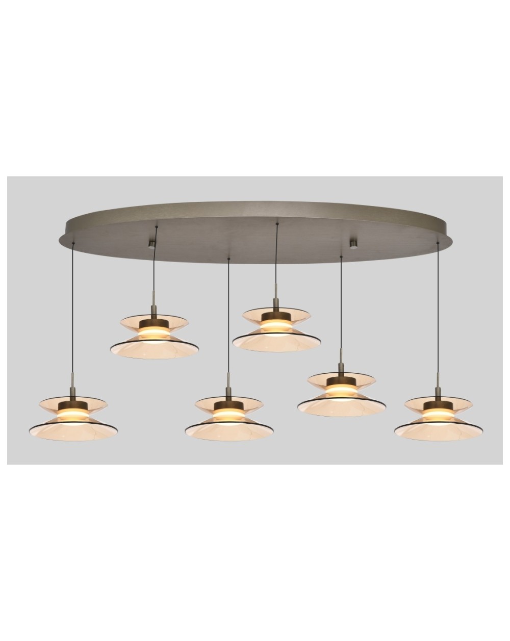7058-621 Lampa wisząca szóstka owalna Crema brąz / klosz coffee 