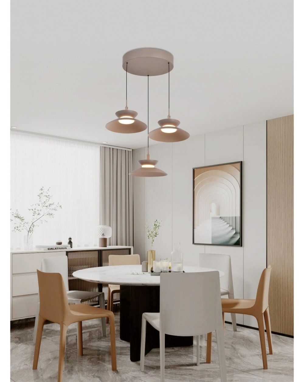 5060-313 Lampa wisząca trójka okrągła Gubbio kaszmirowa 