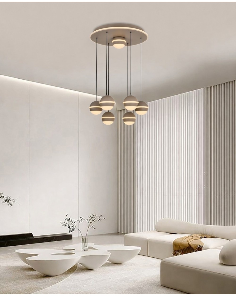 5047-813 Lampa wisząca siódemka okrągła Biarritz kaszmirowa 