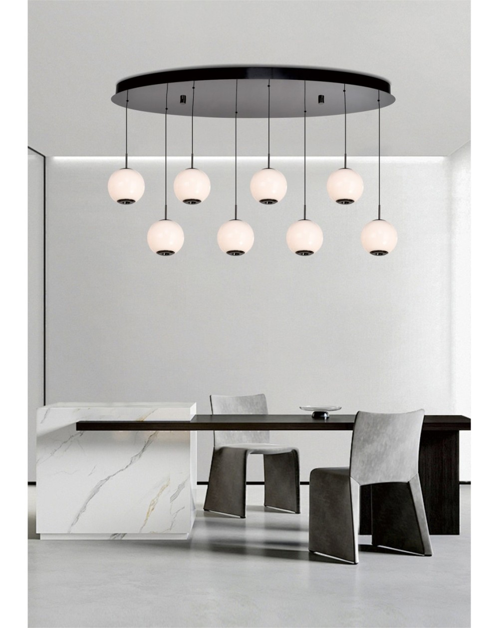 7051-805 Lampa wisząca owalna ósemka LED Luberon czarny chrom 7051-805