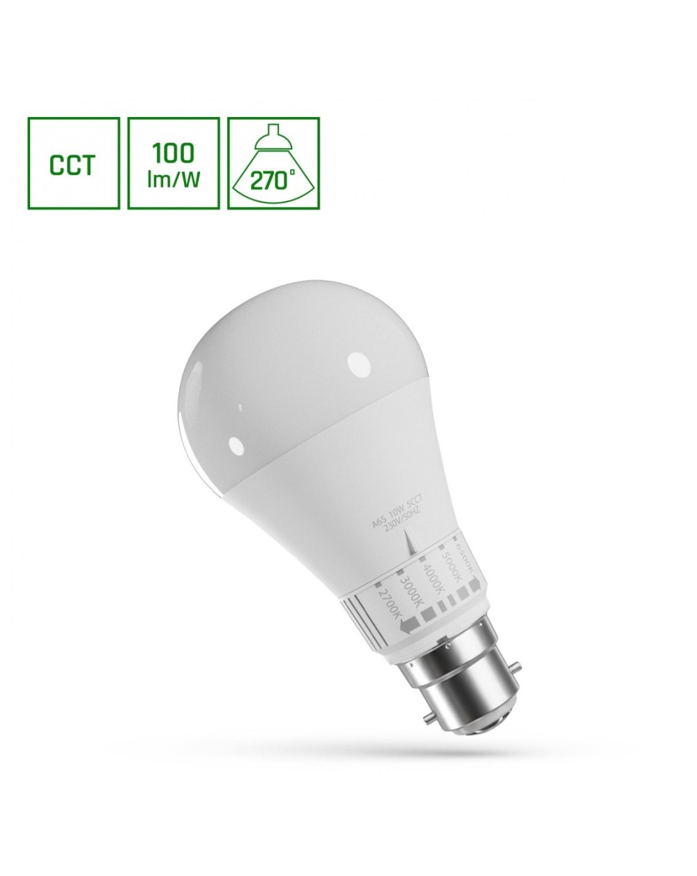 Żarówka LED GLS B-22 230V 10W 5CCT SPECTRUM WOJ+14721