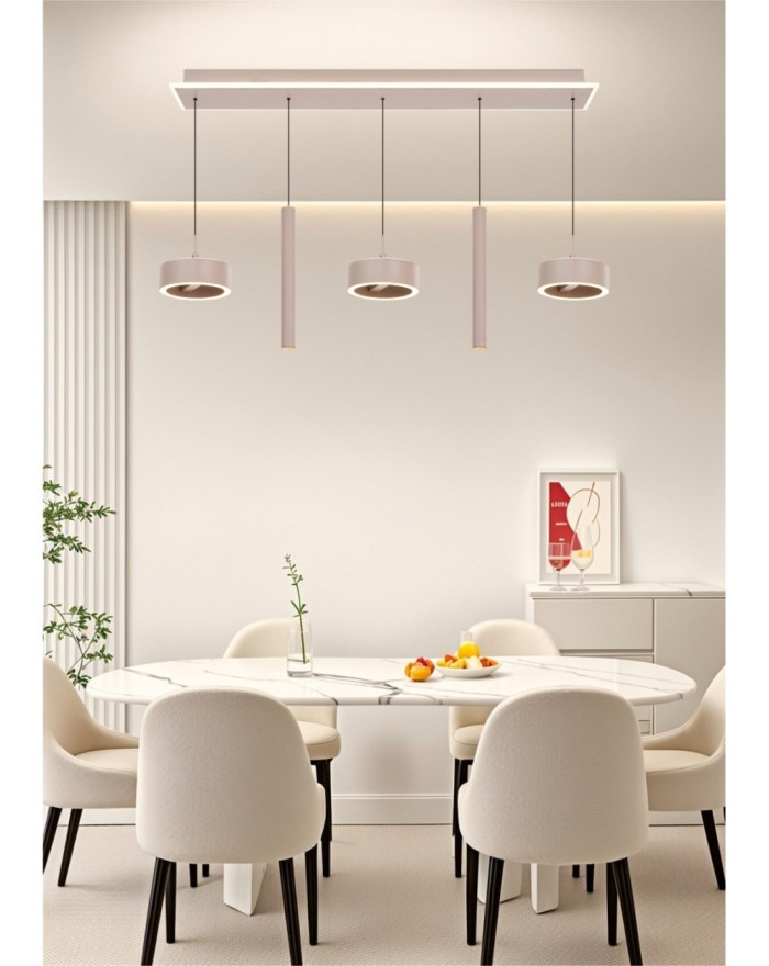 7040-613 Lampa wisząca piątka prosta Carnac kaszmirowa