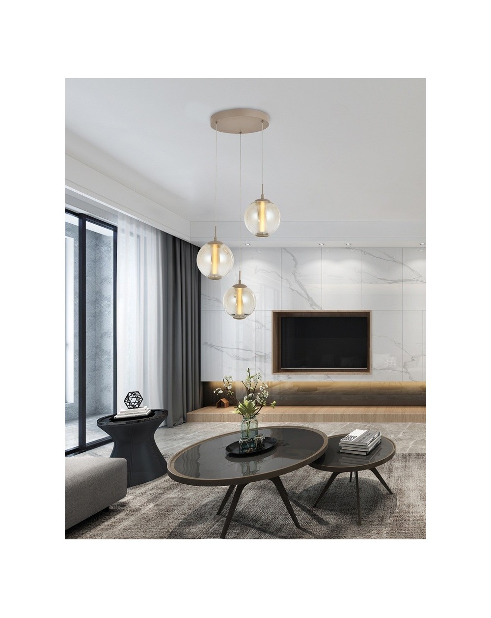 5041-313 Lampa wisząca trójka okrągła Orleans kaszmirowa