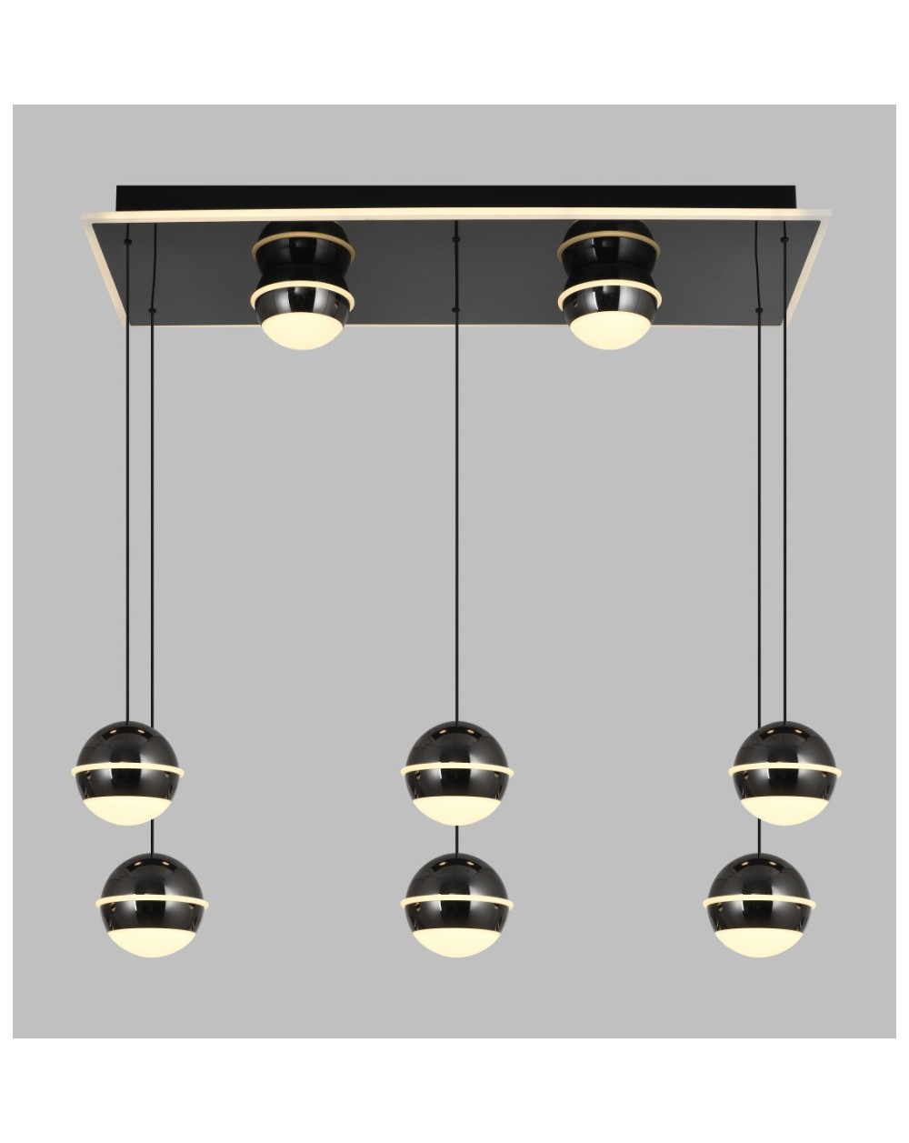 7047-905 Lampa wisząca ósemka prostokątna Biarritz czarny chrom