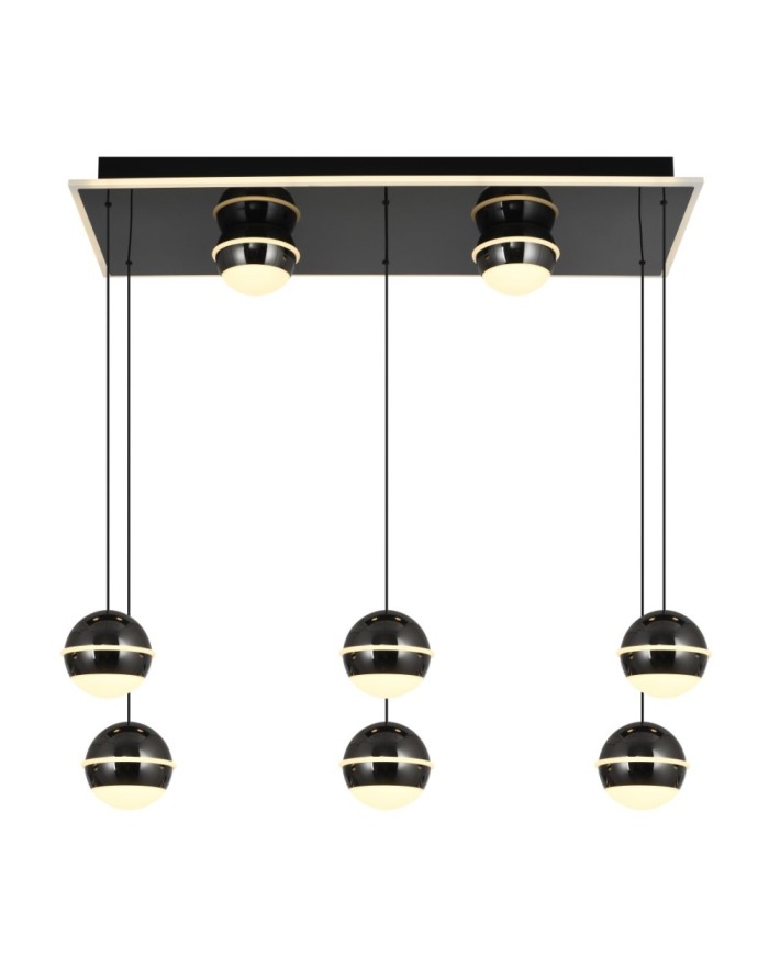 7047-905 Lampa wisząca ósemka prostokątna Biarritz czarny chrom