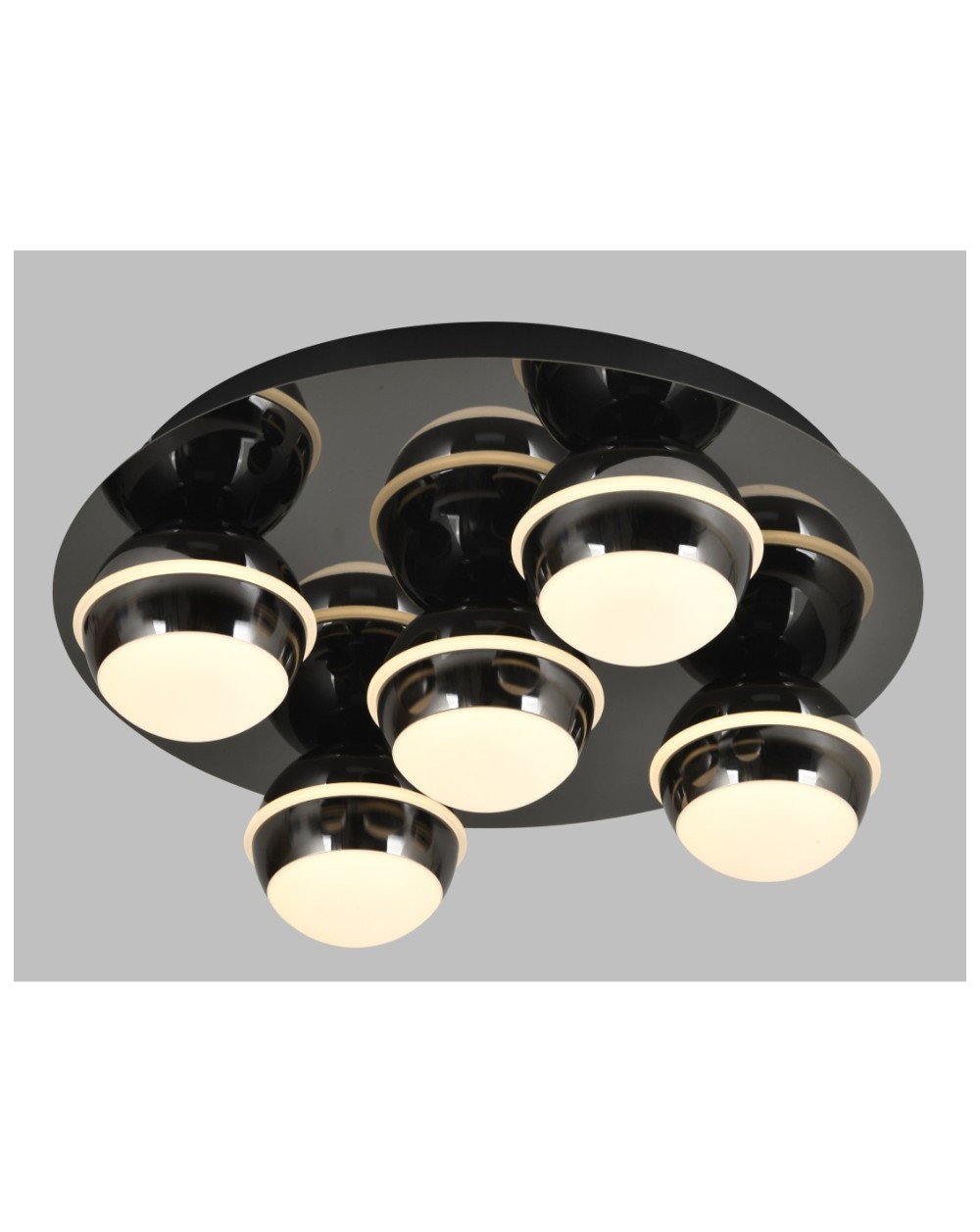 9047-505 Lampa sufitowa plafon piątka okrągły Biarritz czarny chrom