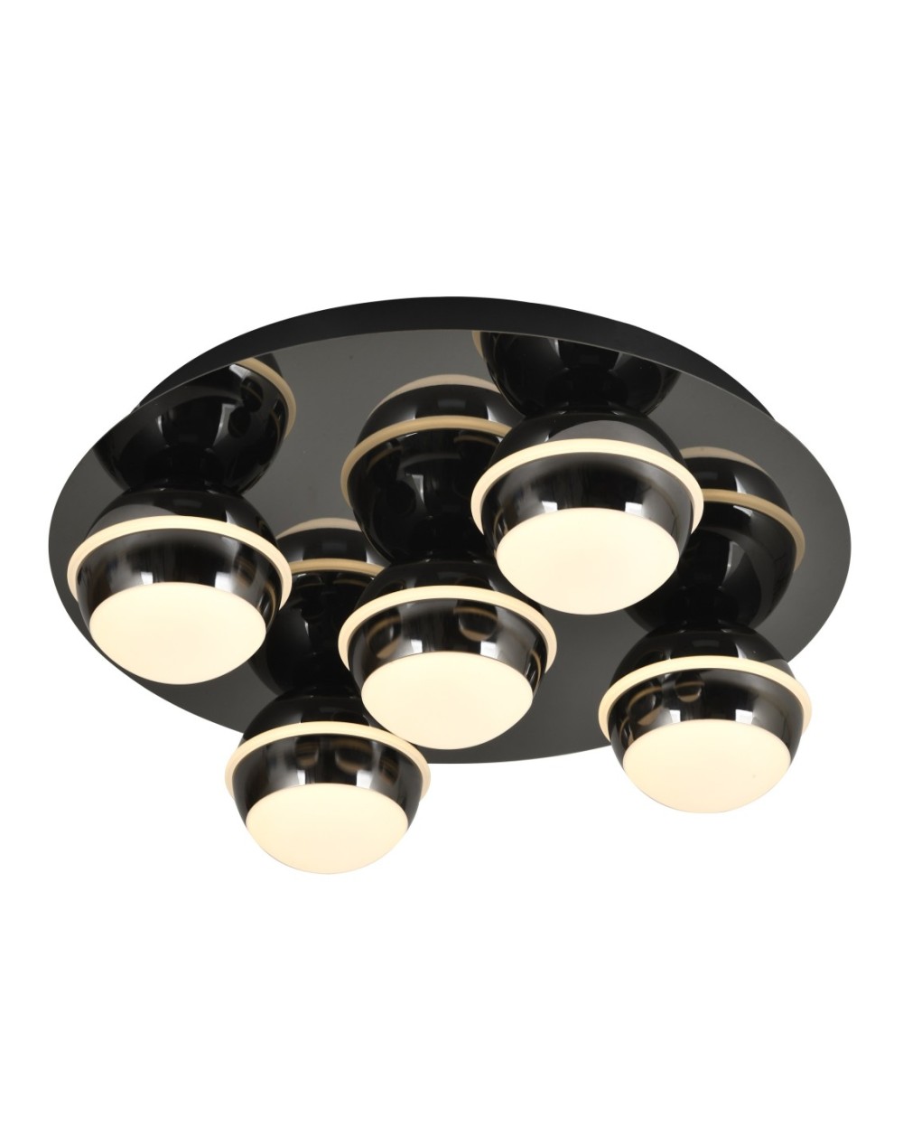 9047-505 Lampa sufitowa plafon piątka okrągły Biarritz czarny chrom