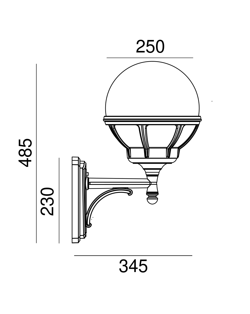Lampa ścienna Bolonia - Norlys oprawa zewnętrzna kinkiet w czarnym lub białym kolorze korpusu