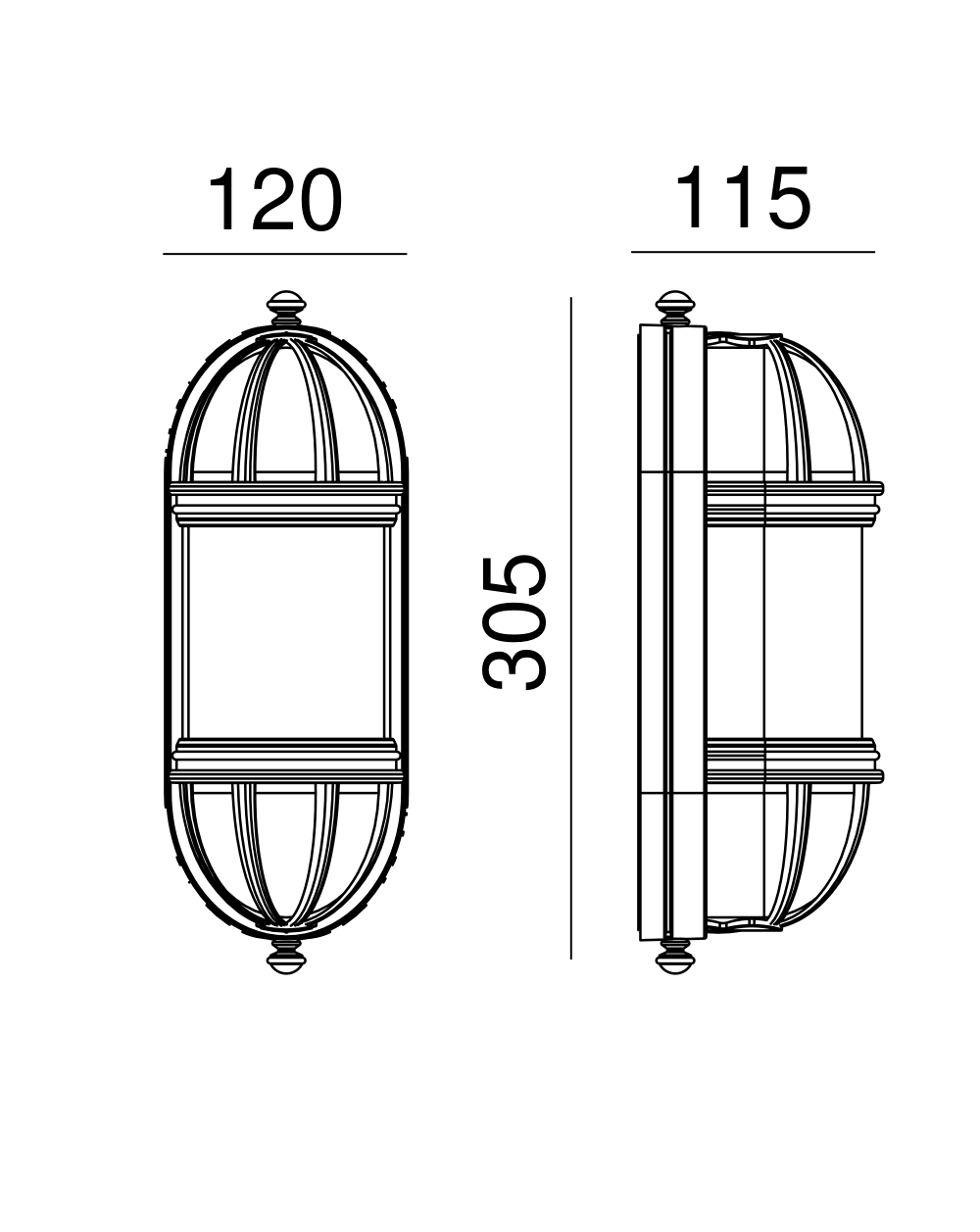 Lampa ścienna / kinkiet Torino - Norlys oprawa zewnętrzna czarna lub biała
